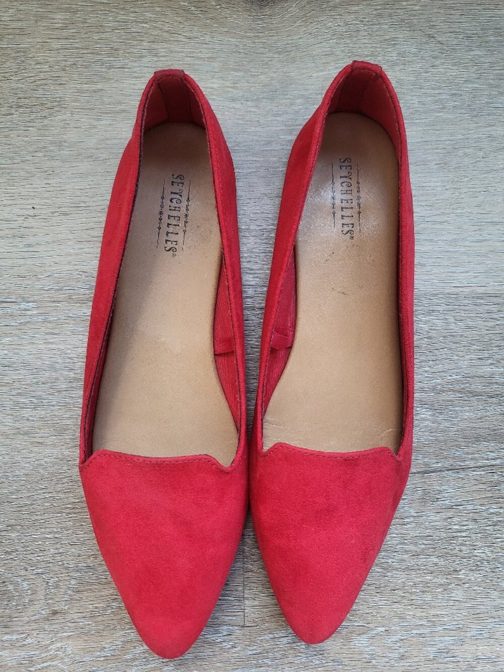 Seychelles Faux Suede Pointy Slip-On Flats Red Size 7.5